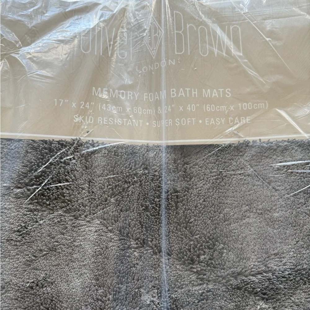 Oliver Brown Terry Memory Foam Charcoal Bath Mat Set
